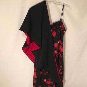 3/50 Red and Black floral dress full length